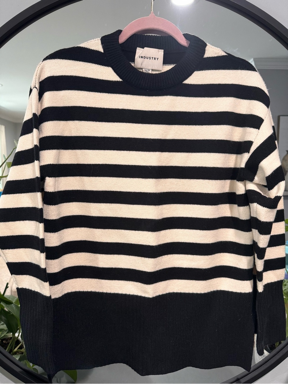 Industry Black and White Striped women’s Crewneck Sweater